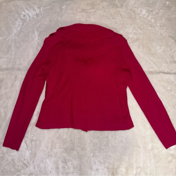 Alfani Boiled Wool Flutter Collar Jacket Maroon Button Down Size PM Petite - Picture 13 of 14